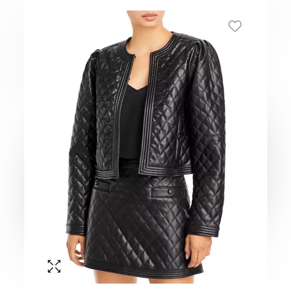 AQUA Faux Leather Quilted Jacket
